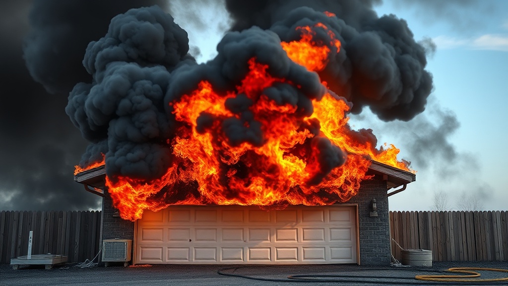 Three Garages Engulfed in Flames!