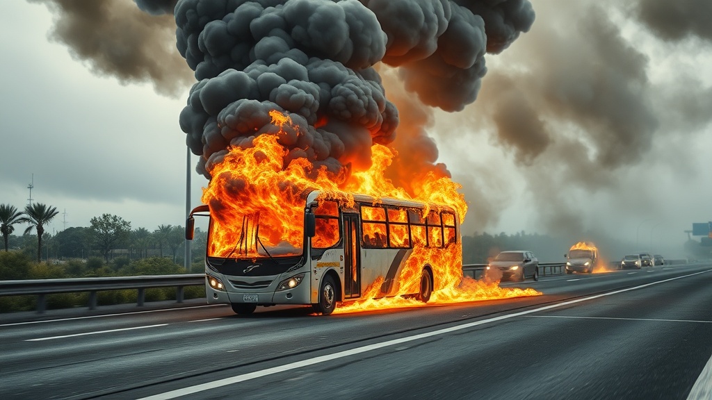 Howrah Bus Erupts in Flames on Highway
