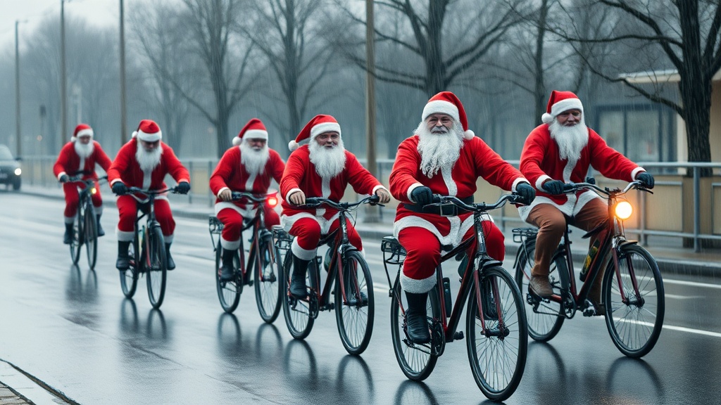 Santas Dash for Charity Despite Downpour