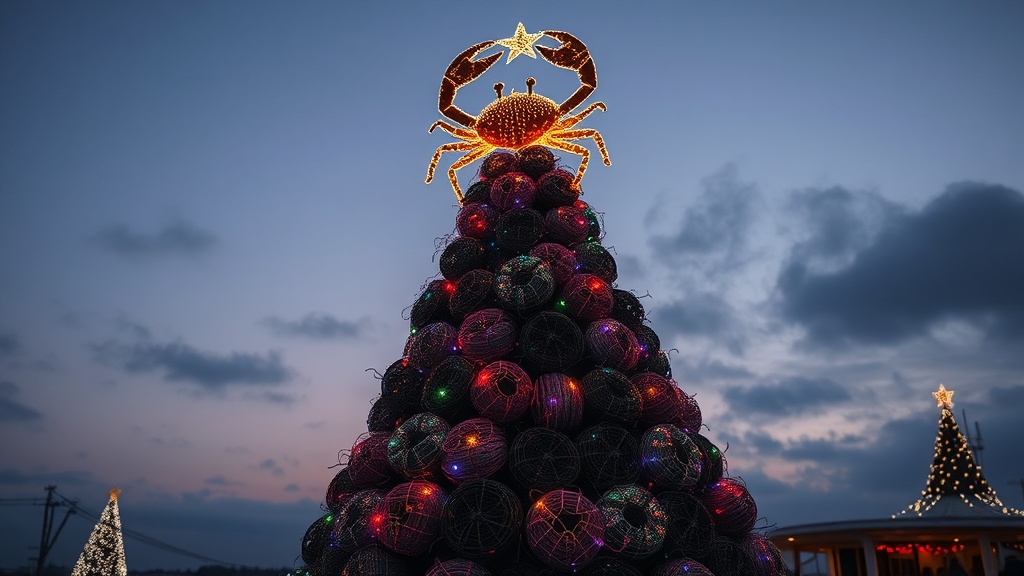 Ullapool's Christmas Tree: A Sea of Fishing Creels!