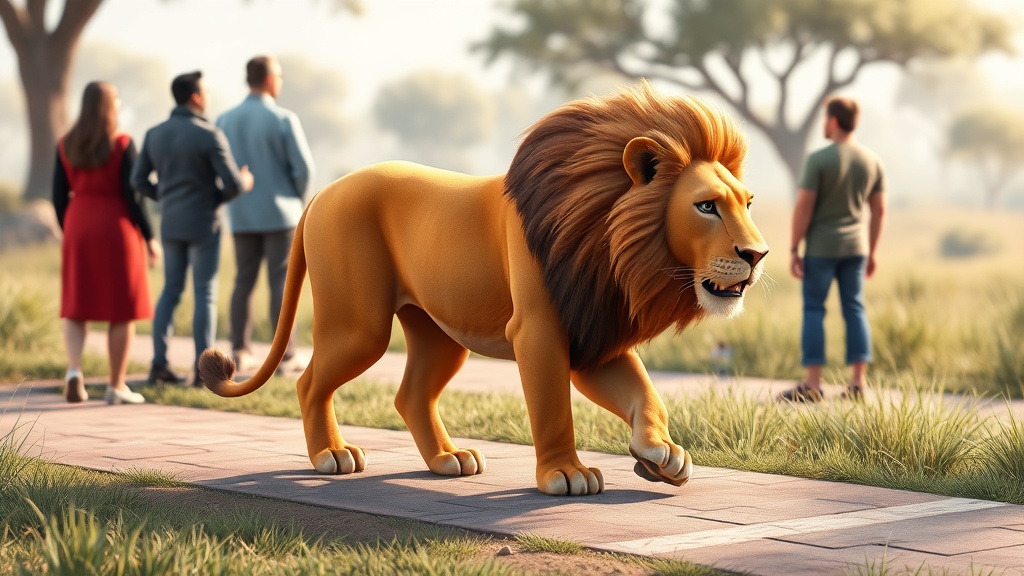 Lions Spotted Strolling on Sacred Hill, Captivating Devotees
